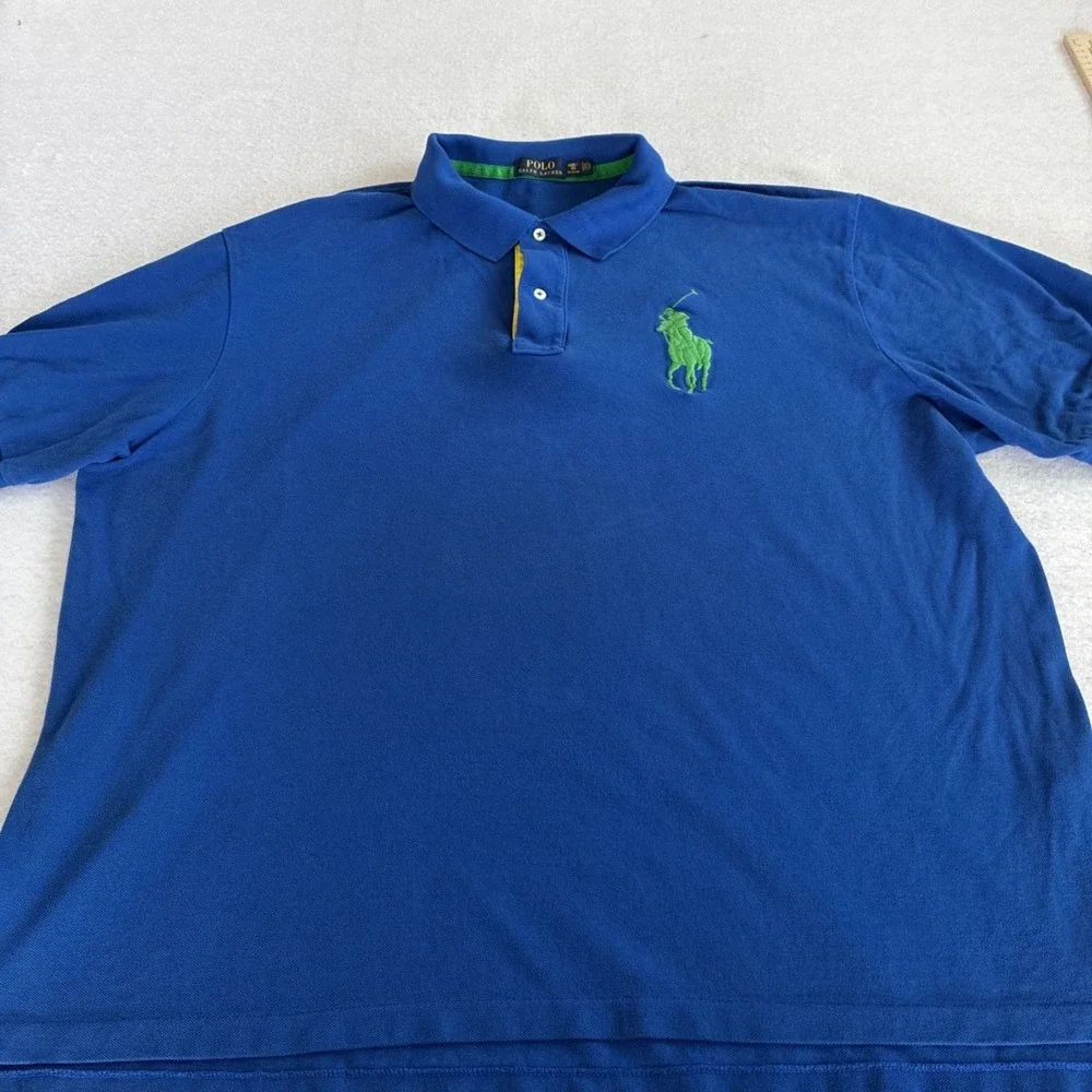 Polo Ralph Lauren Polo Blue Shirt Men's Big 3X 3XB Big Green Pony #3 Preppy